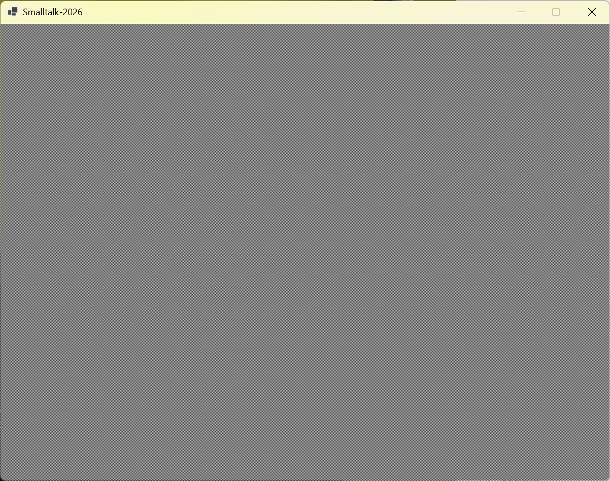 The Smalltalk grey desktop — the system's initialization code painting the characteristic halftone background through BitBlt.